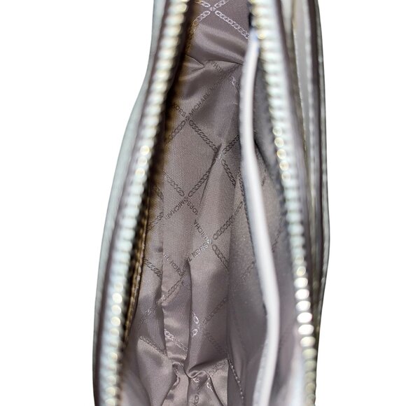 Michael Kors Small Cream Pebbled Leather Purse Wristlet Strap Silver HW Used - Picture 13 of 16